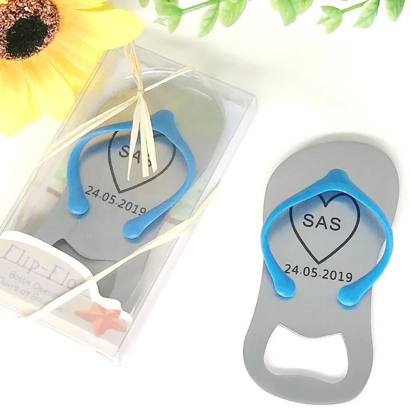 

40PCS Personalized Flip Flop Bottle Opener in Gift Box Printing LOGO Sandal Beer Openers Wedding&Bridal Shower Favors