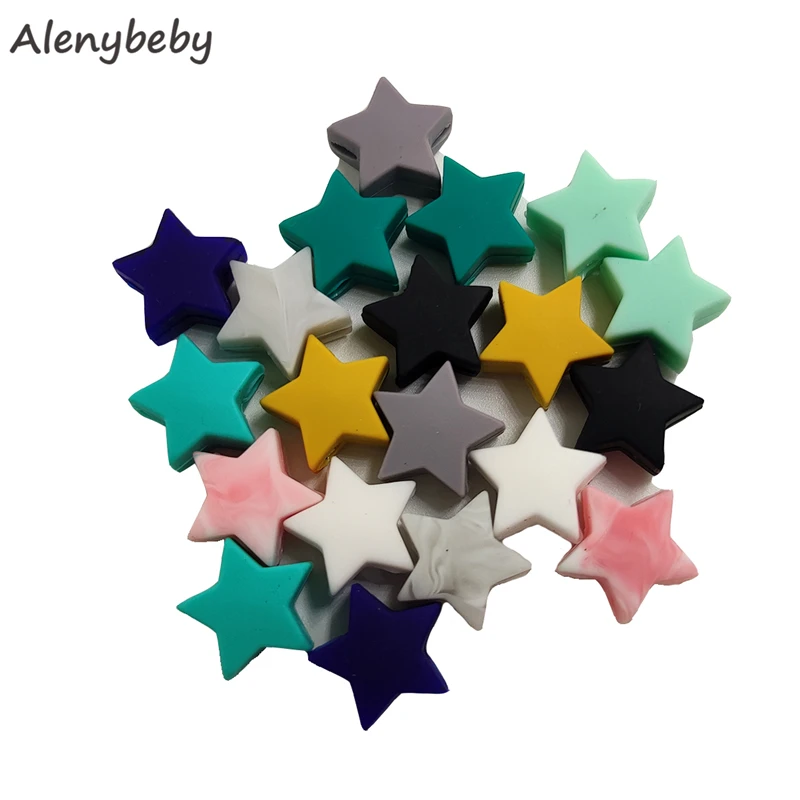 Silicone Stars Teething Beads 14mm Food Grade Silicone Teether Chewing for teething Beads bulk DIY Mom Jewelry Accessories