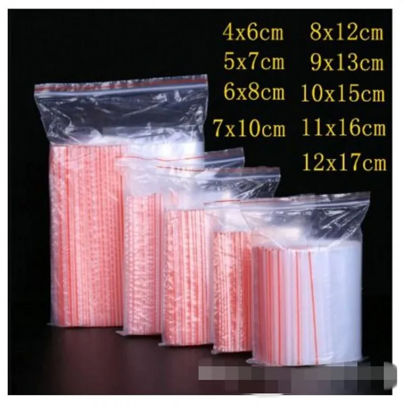 

100pcs/pack Small Zip Lock Plastic Bags Reclosable Transparent Bag Shoe Bag Vacuum Storage Bag Poly Clear Bags Thickness 0.05mm