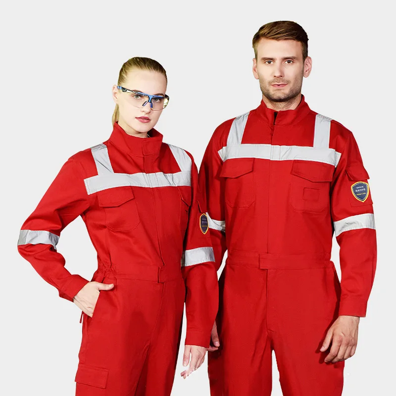 Cotton Reflective Work Clothing Multi Pockets Winter Work Jumpsuit Flame Retardant Machine Repair Workshop Overall Welding Suits