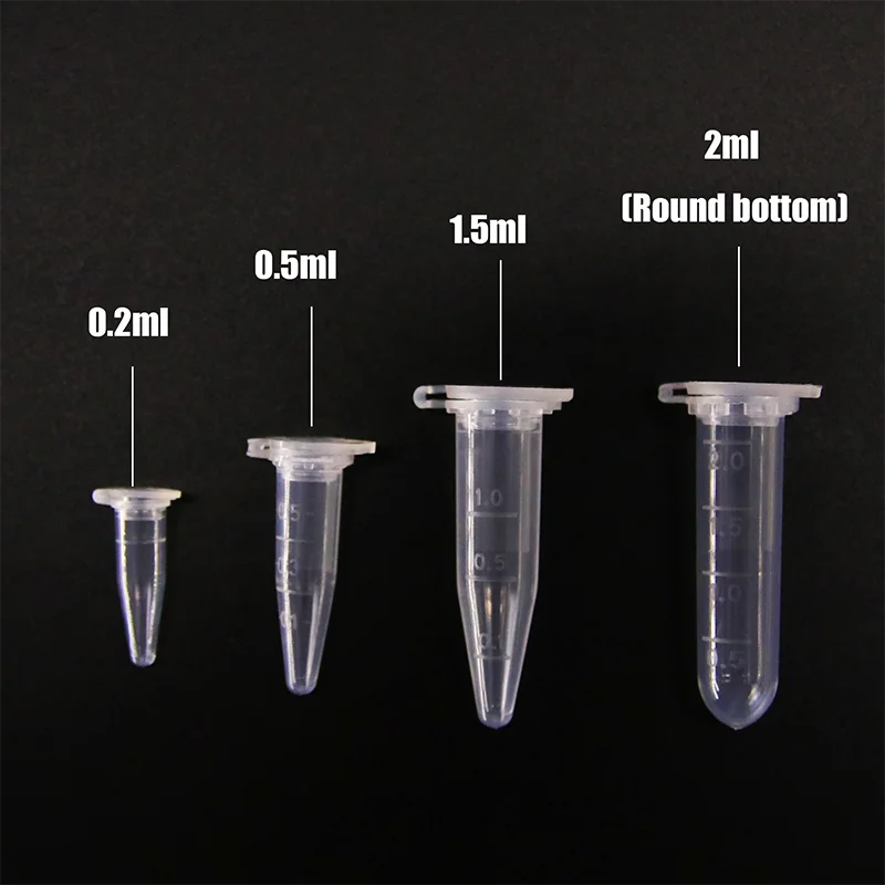 IKEME Centrifuge Tube 0.2ml/ 0.5ml/1.5ml /2ml With Flat Cap Transparent