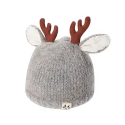 Hat Christmas Beanie Knit Kids Baby Winter Warm Antler Knitted Reindeer Cap Infant Children