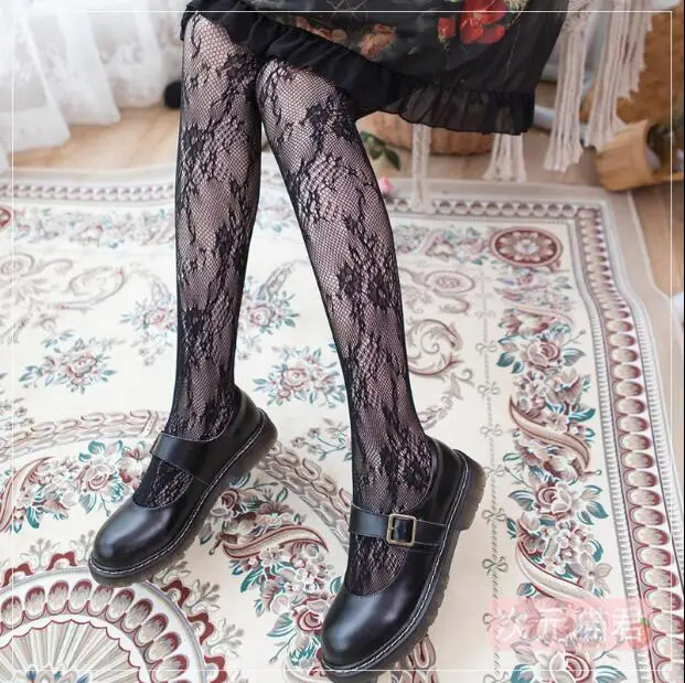 

Tights Gothic Girly Black Lolita Sock Women Spring Vine Mesh Young 2 PIECE