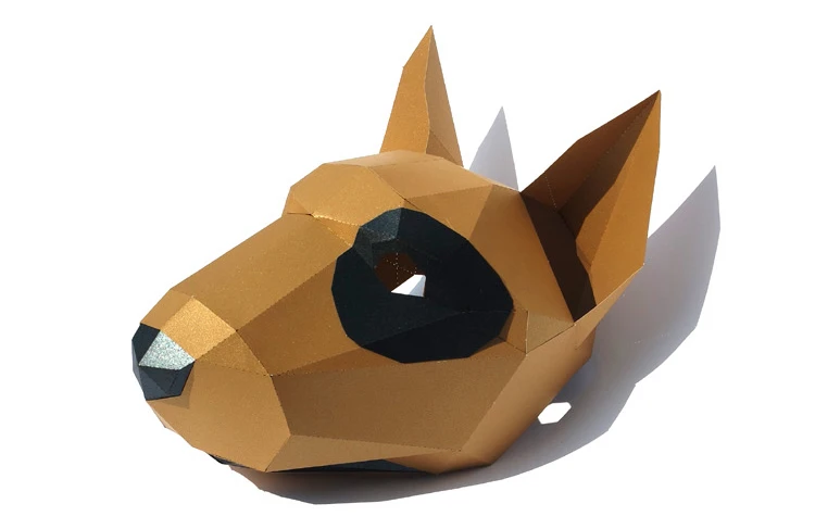 Pre Cut Paper Mask 3D Bull Terrier  Halloween Costume Cosplay DIY Paper Craft Model Mask Christmas