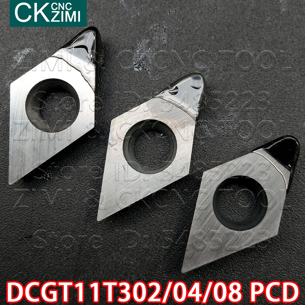 DCGT11T302 PCD DCGT11T304 PCD DCGT11T308 PCDแทรกเพชรใบมีดภายนอกแทรกเครื่องมือDCGTทองแดงอลูมิเนียม