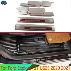 For Ford Explorer ST U625 2020 2021 Car Accessories Stainless Steel Door Sill Panel Scuff Plate Kick Step Trim Cover Protector