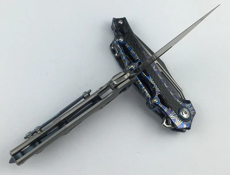 LEMIFSHE Cuchillo plegable M390 con mango de titanio para outdoor
