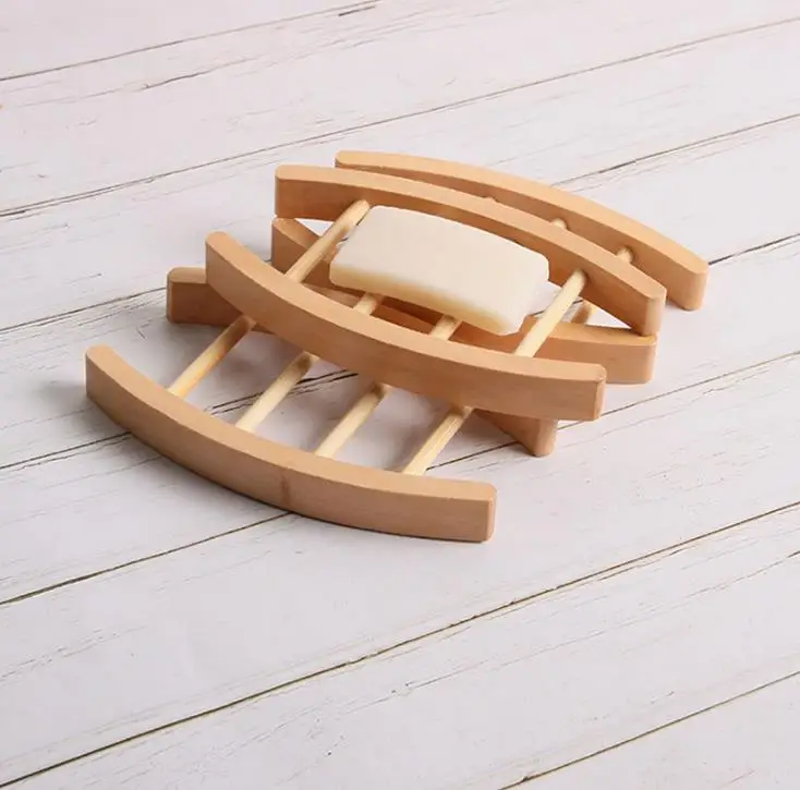 Simple Wooden Soap Box Handmade Wood Draining Soap Dish Plate Container Bathroom Accessories SN3594