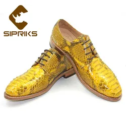 Sipriks Imported Yellow Gold Snakeskin Gents Suits Shoes Men's Formal Tuxedo Shoe Italian Custom Leather Outsole Goodyear Luxury