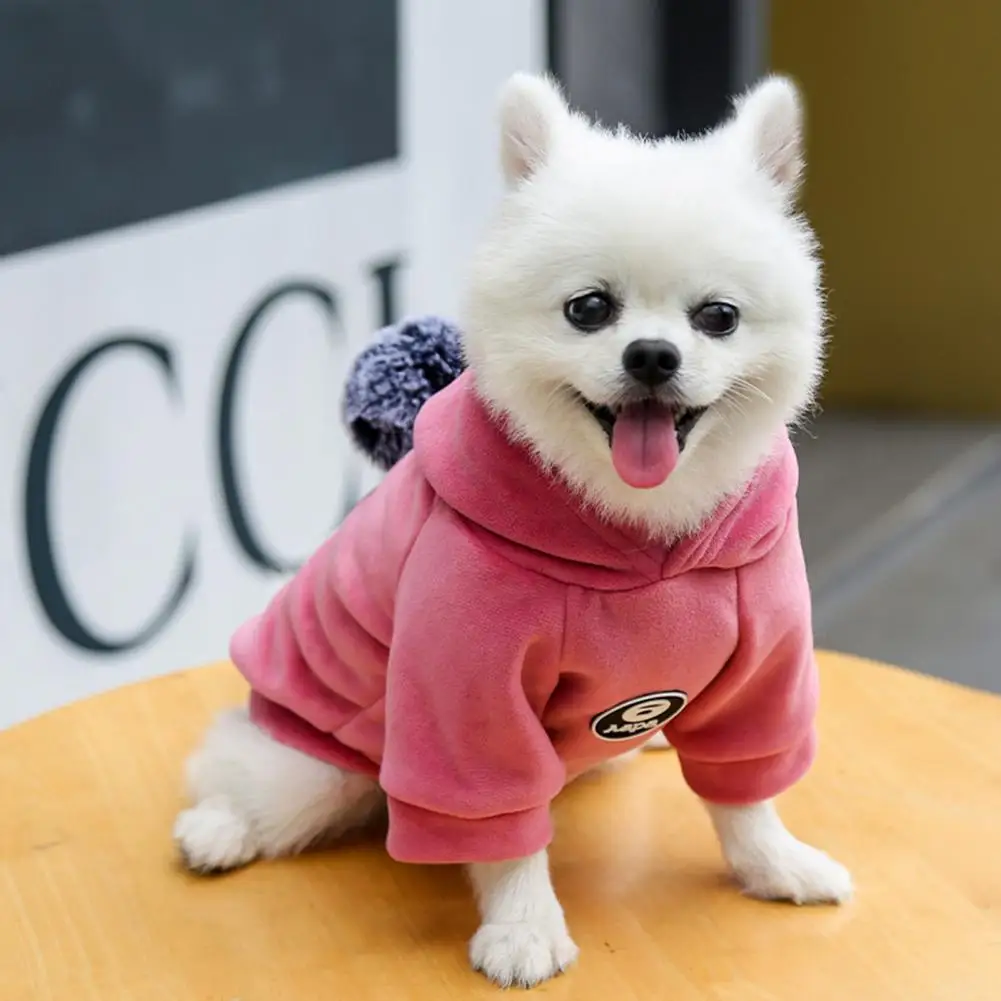 Pet Hoodie Pom Pom Thickened Dogs Hooded Sweatshirt for Pet Warm Designer Puppy Clothing