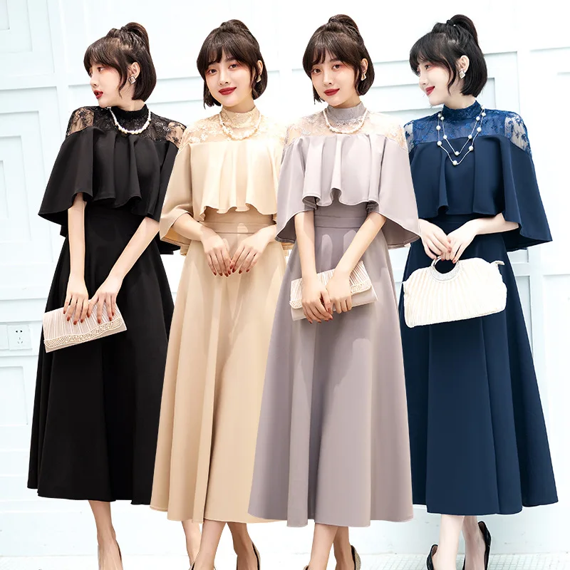 Lack Evening Dress Female 2020 New Spring and Summer Banquet Elegant Temperament Noble Was Thin Dress Ladies Long Section