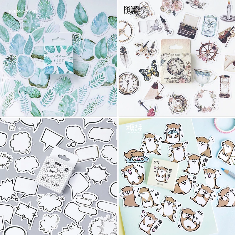 45 pcs/Box Various Stickers Pack Kawaii Planner Journal Scrapbooking Stickers Stationery School Supplies