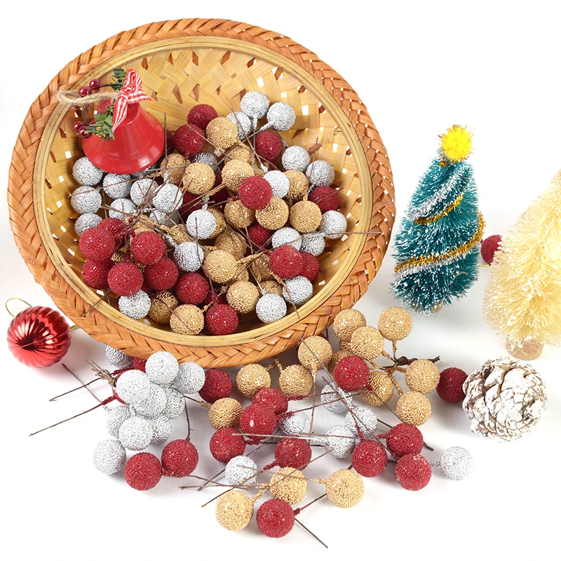Künstliche Schaum Staubblatt Obst Berry Gold Silber Rote kirsche perlglanz staubblatt hochzeit Weihnachten decor DIY geschenk box Kränze – Detail 11