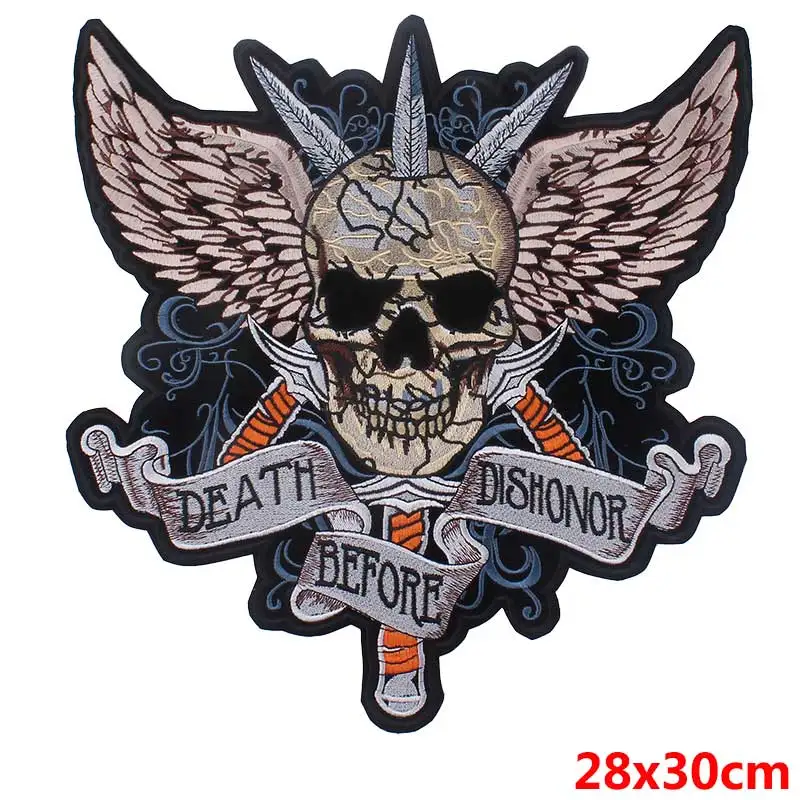 Motorcycle Bike Embroidered Patches On Clothes Back Large Patches For Jackets Iron On Embroidery Applique Sewing Accessories