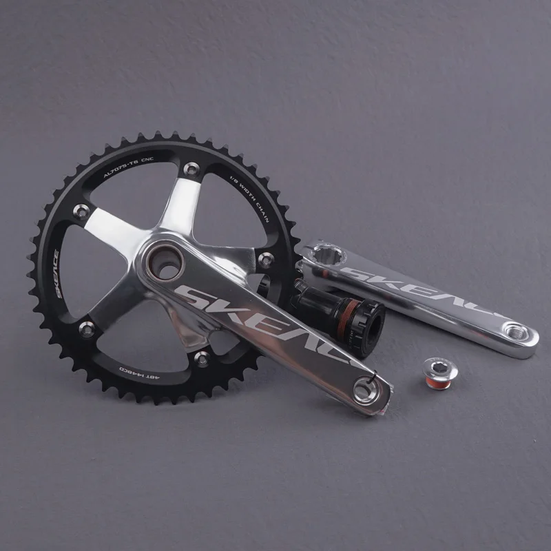 SKEACE Crankset Alumniun Alloy 48T Chainwheel Crank Length 165mm BCD 144mm Single Speed Including BB Fixed Gear Bike Parts