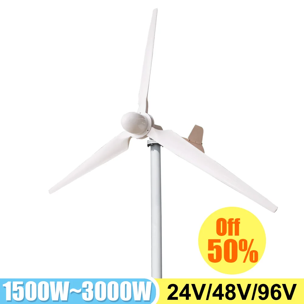 

Wind Turbine Generator 1500W 2000W 2500W 3000W Alternative High Efficiency Level Free Energy Windmill 24V48V With Grid-Connected