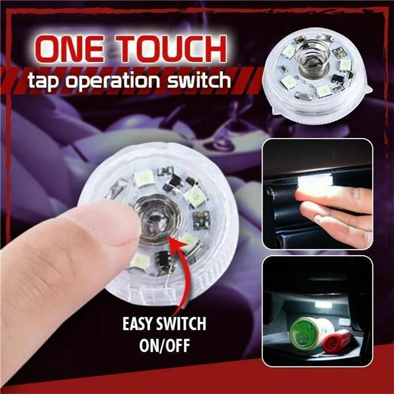 1PCS Car Led Touch-sensor Light One-button Portable Self-adhesive Outdoor Home Car Night Light Mini Small Portable Night Lamp