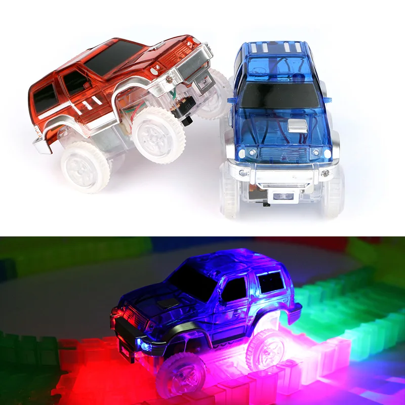 Coche de juguete electrónico con lámpara LED para niños, piezas de coche, pista de carreras con luces intermitentes, L003