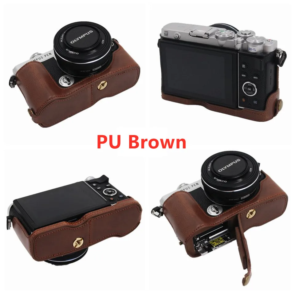 Olmpus-レザーケース付きのCorePUケース,カメラペン用ベースカバーE-P7
