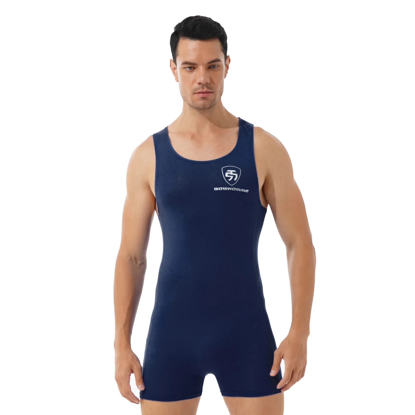 Body deportivo de entrenamiento sin mangas para hombre, ropa de dormir de cuello redondo, Bóxer atlético de lucha libre, leotardo, disfraz