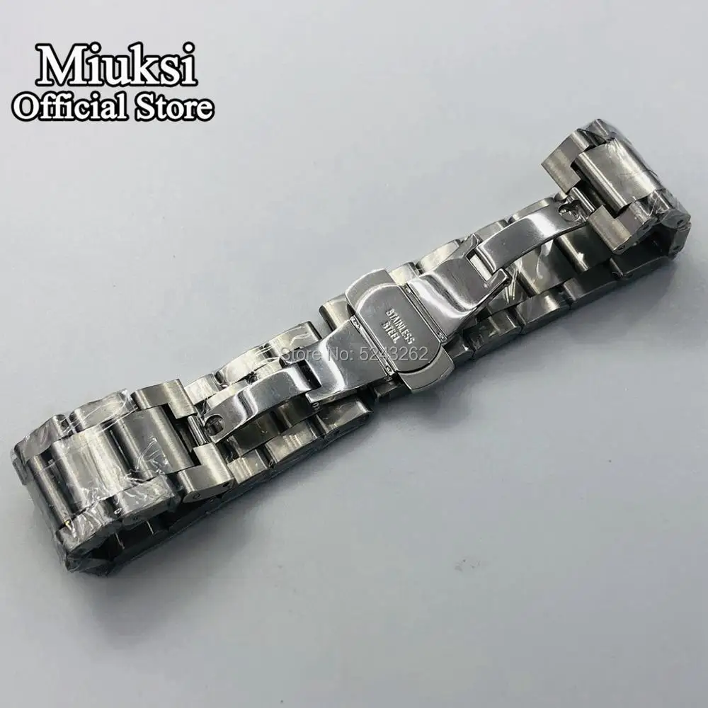 Miuksi 22mm solid 316L stainless steel strap butterfly buckle steel strip bracelet mens watchbands