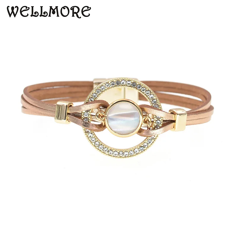 WELLMORE Leather Wrap Bracelets For Women Multiple Layers Charm Bracelet & Bangle Party Fashion Jewelry dropshipping wholesale