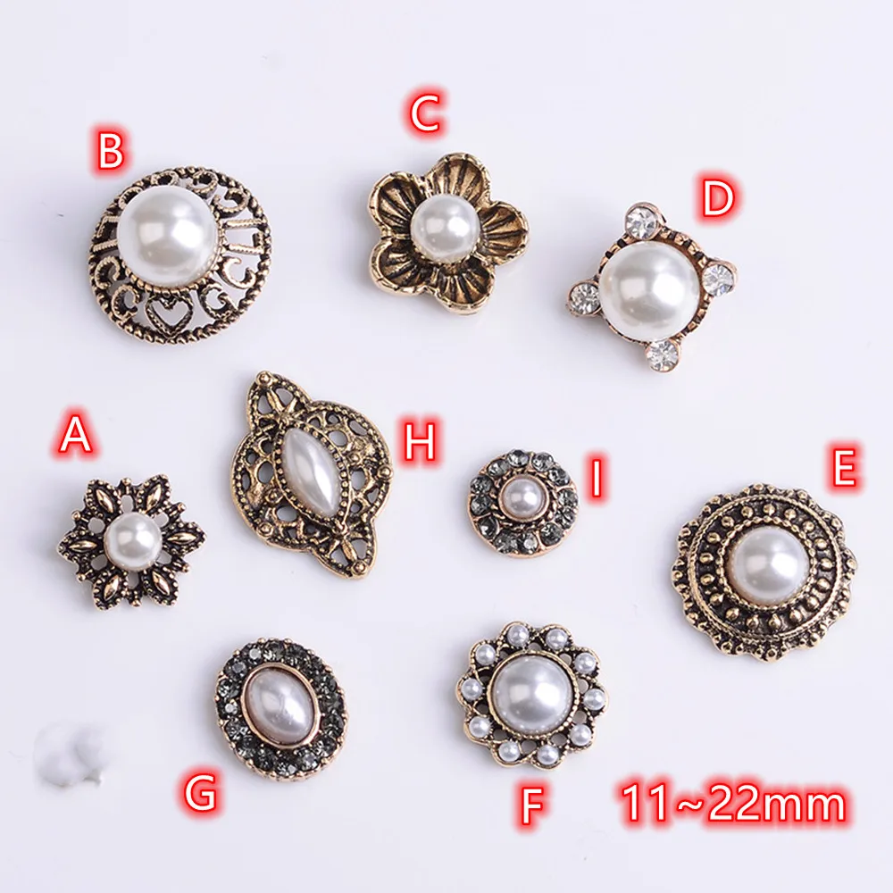 Vintage Gold Jewelry Accessories Pearl Cluster Nail Art Decorations Handwork 10pcs Rhinestone Embellishments Wedding Decoration