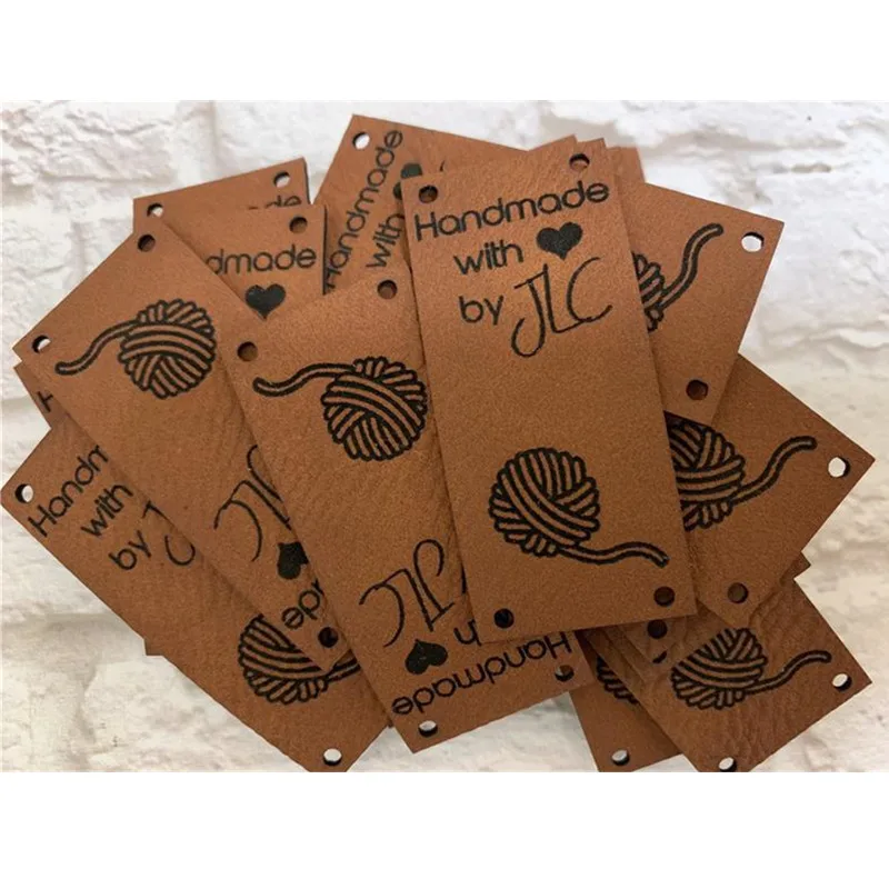 55pcs leather labels knittting Personalize Handmade sew on Clothing tags wtih brand name logo Crochet label cosas personalizadas