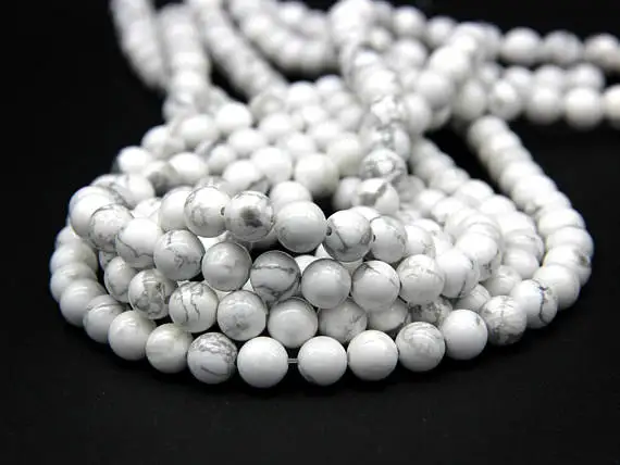 الجملة حقيقية Howlite الخرز 4 مللي متر 6 مللي متر 8 مللي متر 10 مللي متر 12 مللي متر 14 مللي متر 16 مللي متر جوهرة مستديرة حجر فضفاض الخرز للمجوهرات ، 1 من 15 "ستراند