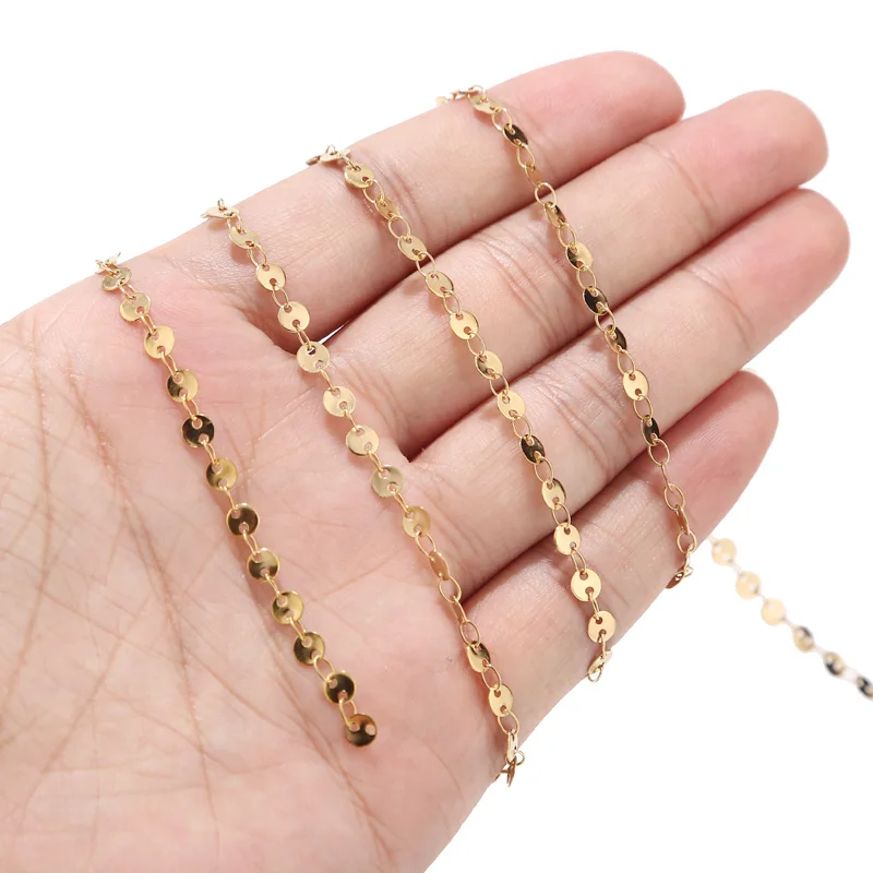 

3M Stainless Steel Round 4mm Gold Plated Link Chain Necklace Bulk Cable Chain for DIY Jewelry Making Findings Necklace Bracelet