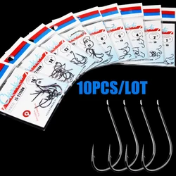 10pcs/lot  black Maruseigo Hook 1#-18#  No Ring Carp Fishing Hooks Seawater and Fresh Water Hooks