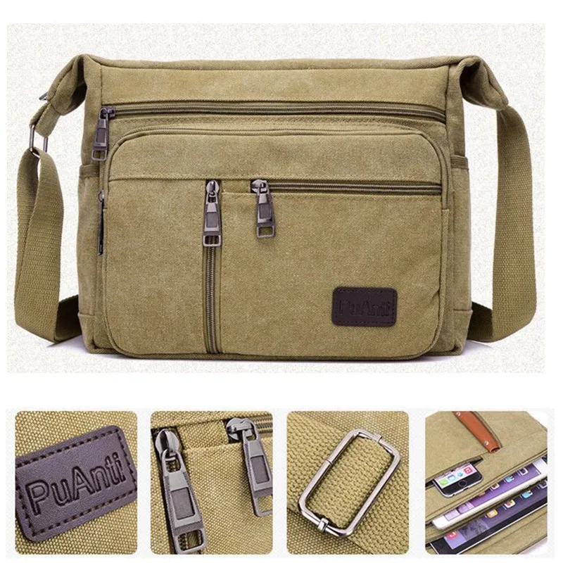 Casual Retro Business Bag High Capacity Canvas Outdoor Simple Version Shoulder Bag Diagonal Package For Men