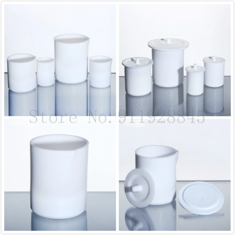 2pcs/lot Laboratory PTFE Polytef Beaker with Lid Cover Acid and Alkali Resistant F4  ptfe Griffin Beaker Laboratory Equipment