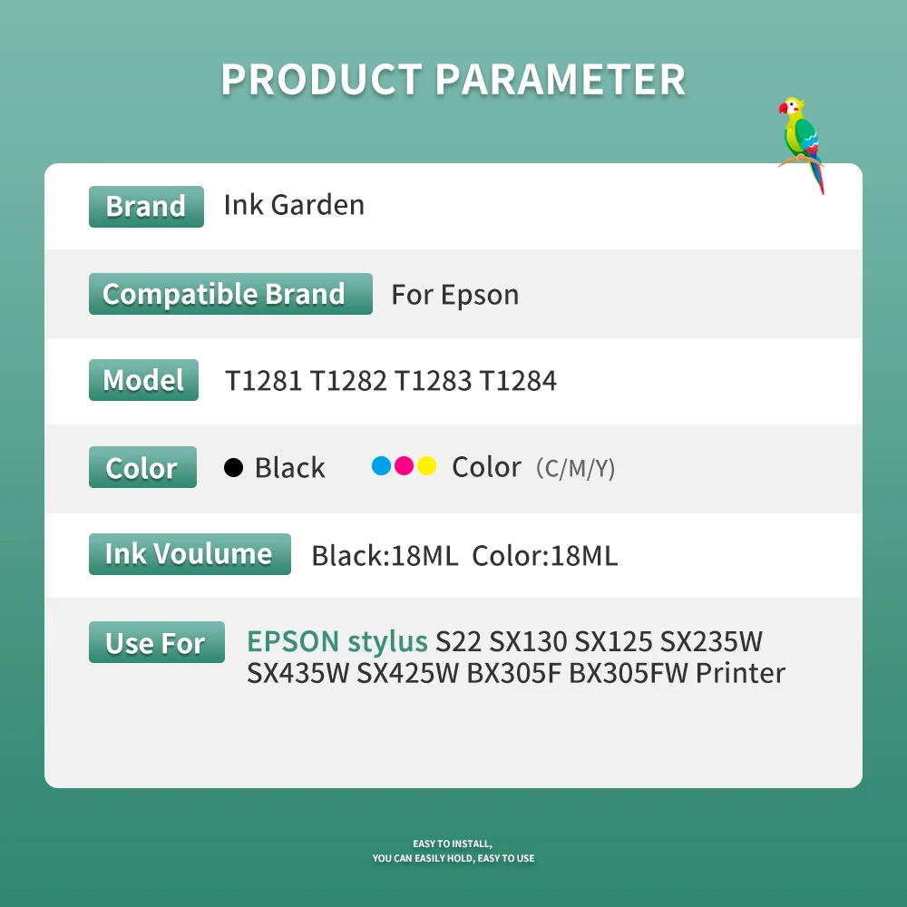 1281 Ink Cartridge For Epson T1281 T1282 T1283 Compatible SX125 SX130 SX230 SX235W SX420W SX425W SX430W SX435W Printer XL