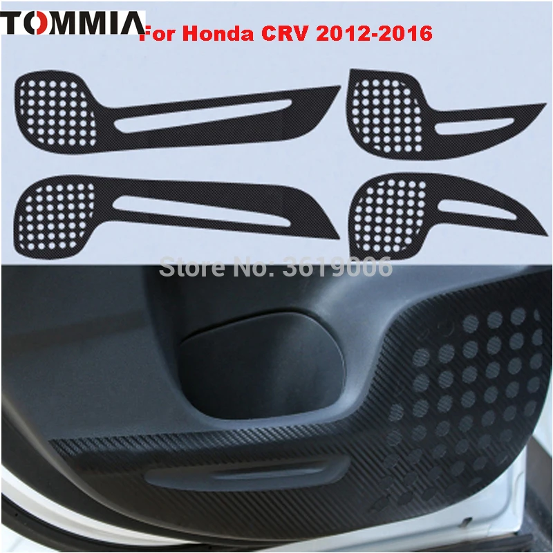 TOMMIA For Honda CRV 2012-2016 Car Inside Door Cover Scratch Protection Anti Kick Pads Carbon Fiber Stickers 4pcs