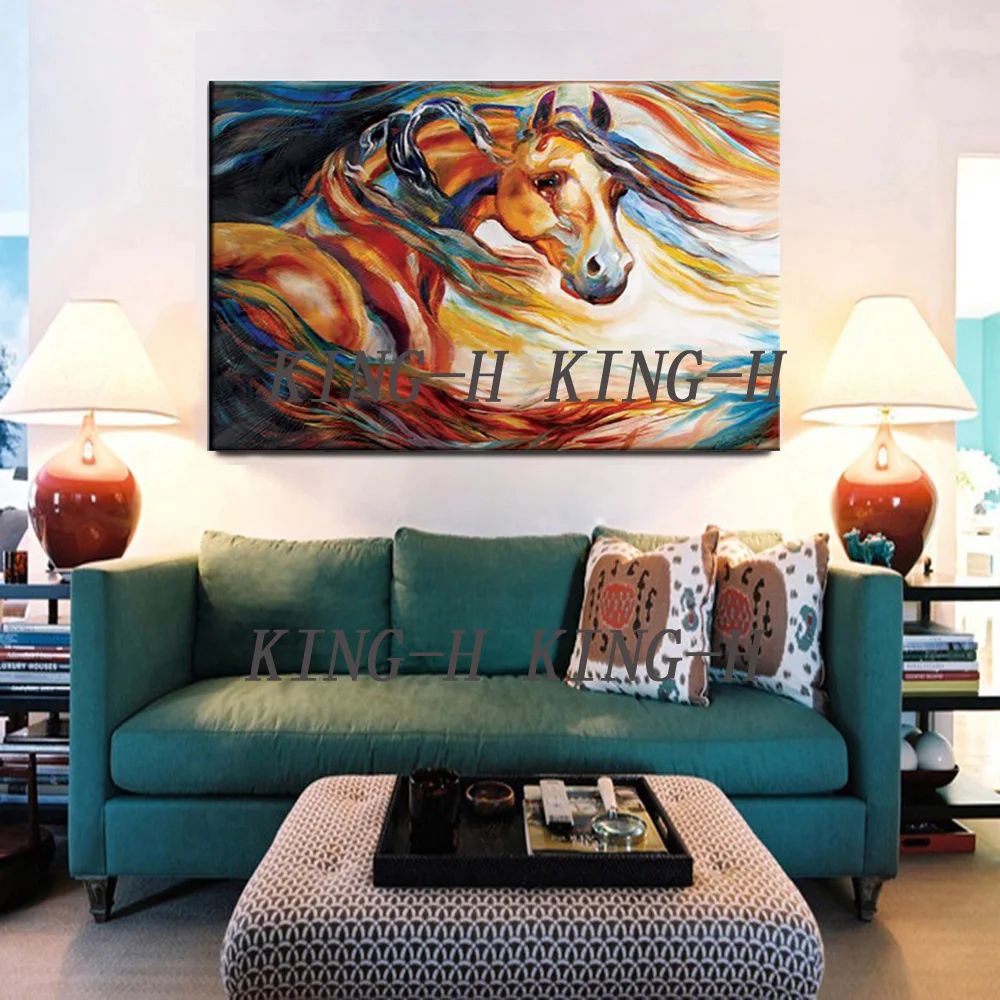 Manual modern creative painting art painting animals red horse knight of abstract art oil painting, the family decorated hall so