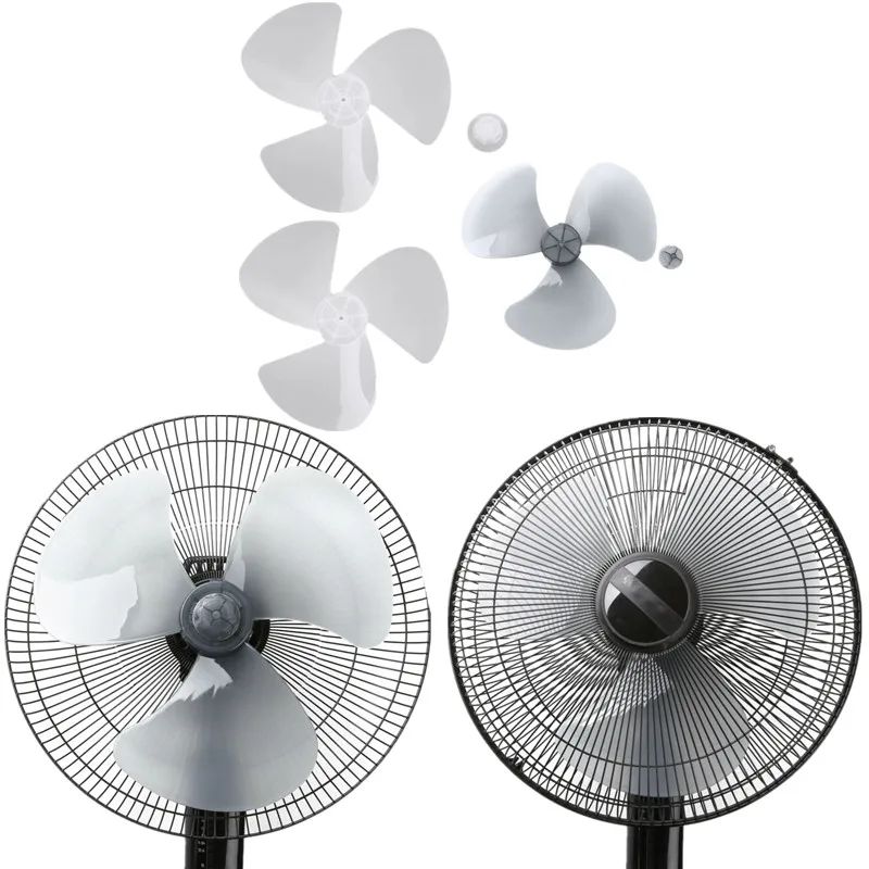 16 Inch Household Plastic Wind Fan Blade Three Leaves with Fan Nut Standing Pedestal Fan Table Fanner Accessories