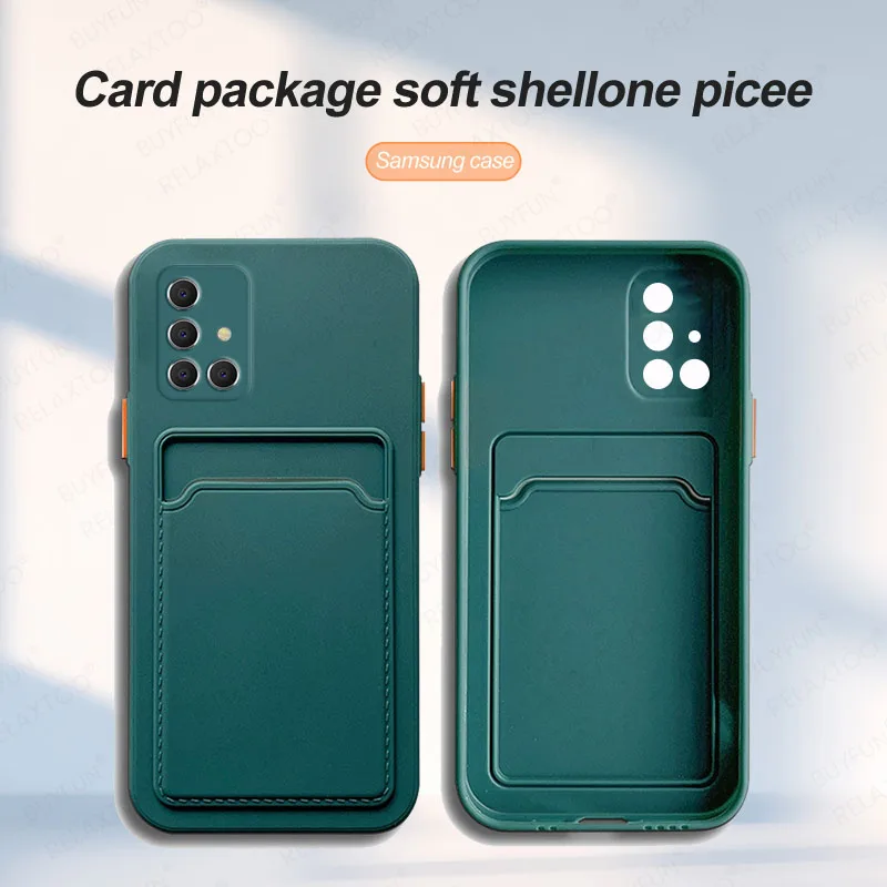 2-in-1 Card Pocket Camera Protection Case For Samsung A71 4G Soft TPU Shell On For Galaxy A71 A7 1 A 7 1 71 + Screen Glass Cover