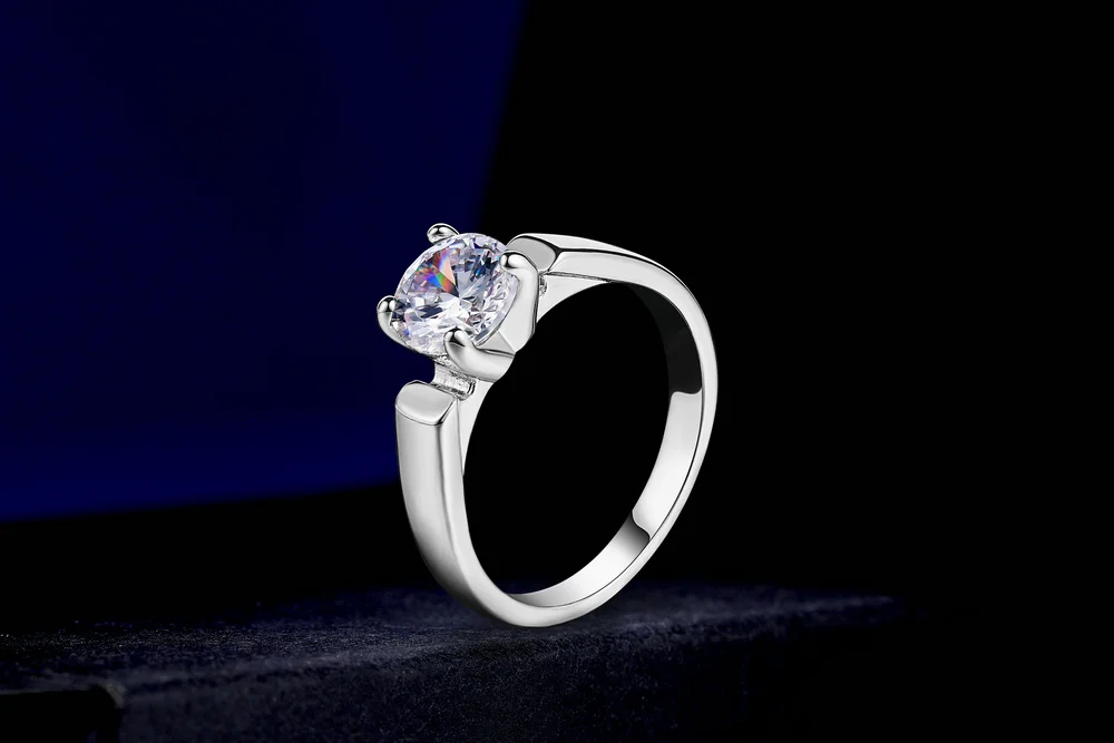 Verlobungs- und Eheringe für Frauen, Klassischer Runder Damenring mit Zirkonia-Stein, Damenring-Accessoires, Schmuck R053 – Detail 8