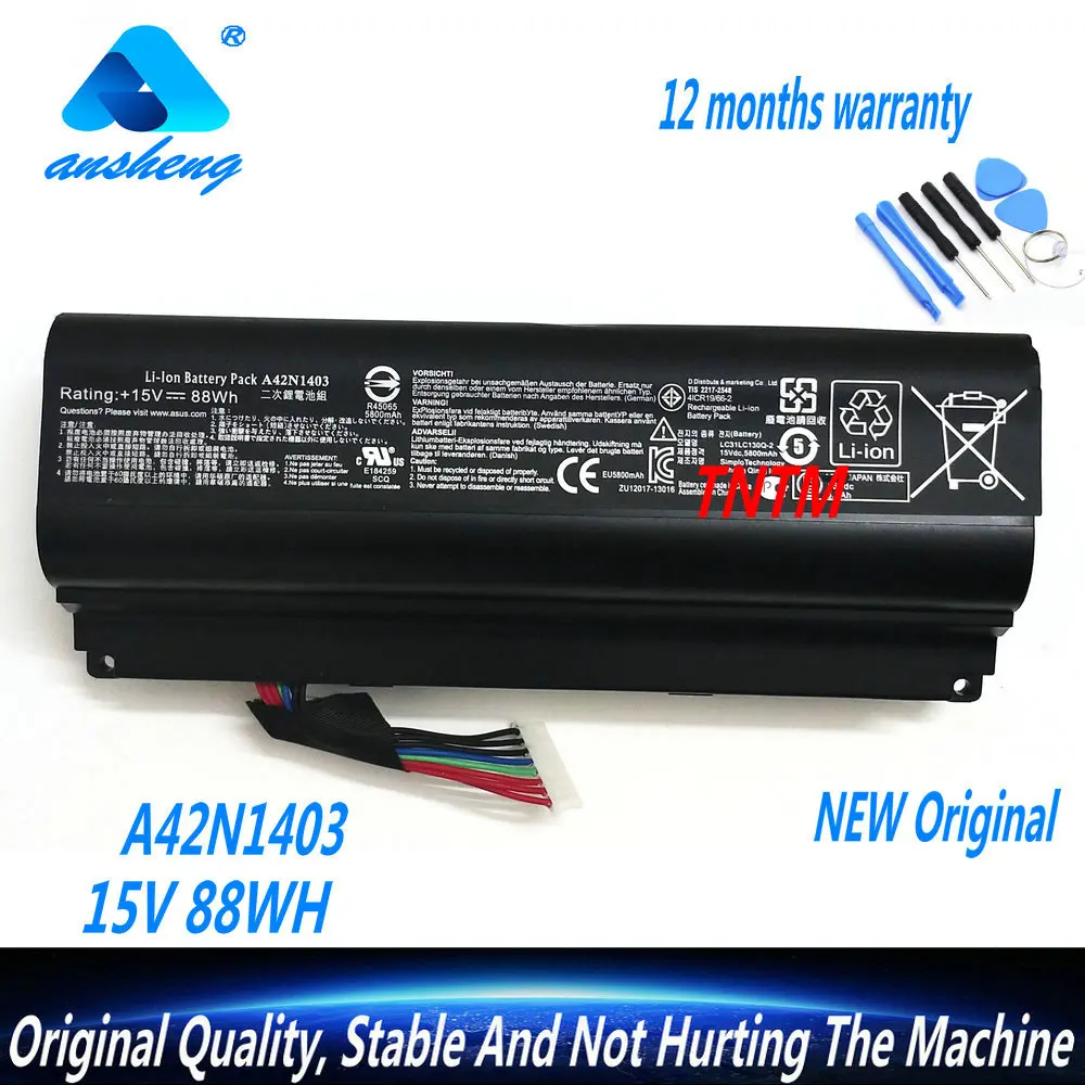 

Genuine A42N1403 Laptop Battery For Asus ROG G751 G751JY G751JM G751JT GFX71 GFX71JY GFX71JT A42LM9H A42LM93 Series 15V 6000mAh