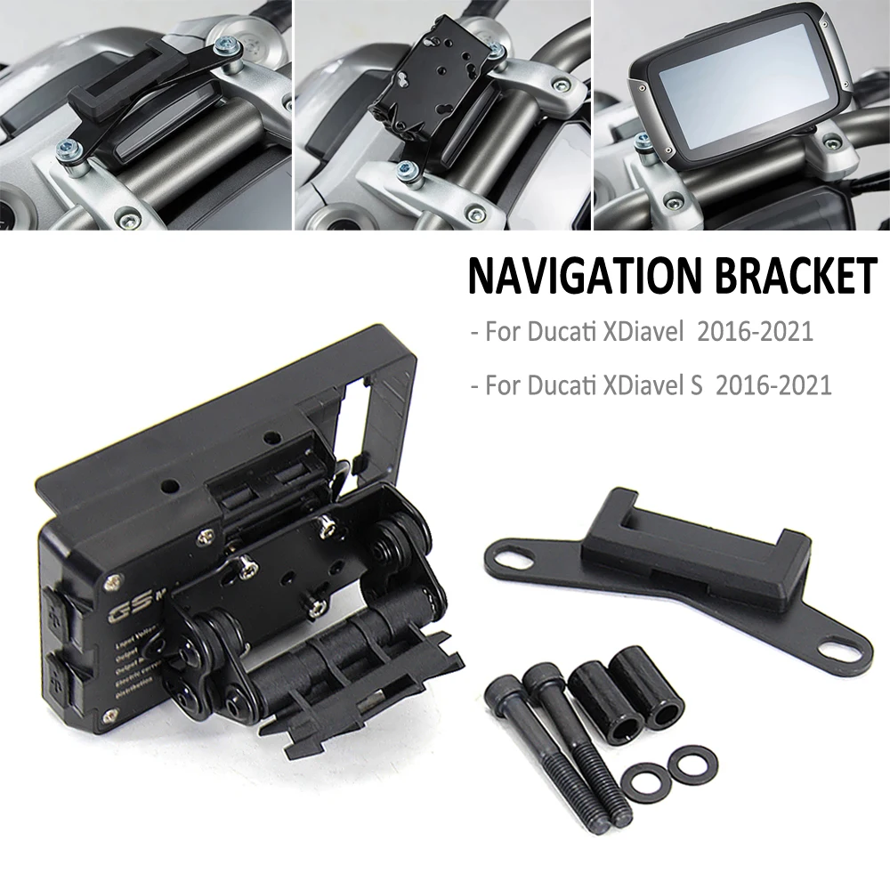 For Ducati XDiavel X Diavel S 2016-2021 Motorcycle Mobile Phone GPS Mount USB Wireless Charging Navigation Bracket Holder Stand