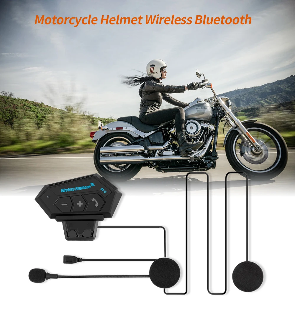 

BT12 Motorcycle Helmet Headset Wireless Handsfree Call Music Player Motorbike Headphone Waterproof Earphone Dropshipping