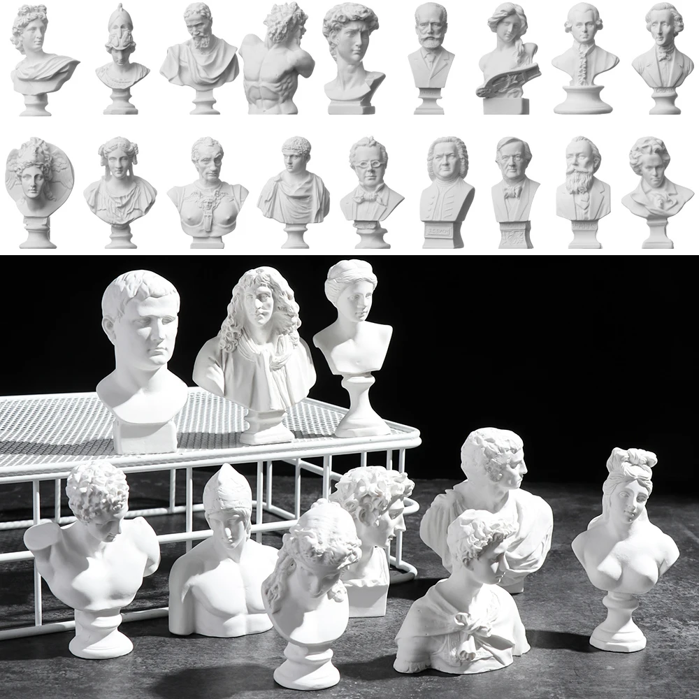 Escultura de busto de yeso de estilo nórdico, figurita griega en miniatura, retratos de yeso, decoración del hogar, práctica de dibujo