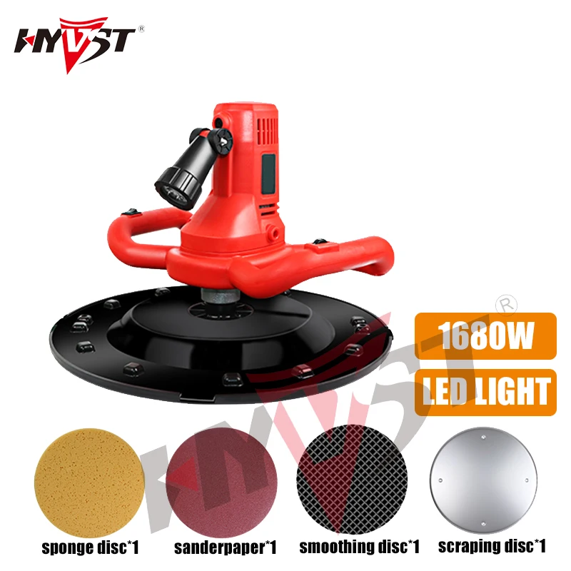 Hyvst 220V Hand-Held Electric Concrete Epoxy Cement Mortar Trowel Wall Smoothing Polishing Machine Plastering Bucket Trowel Tool