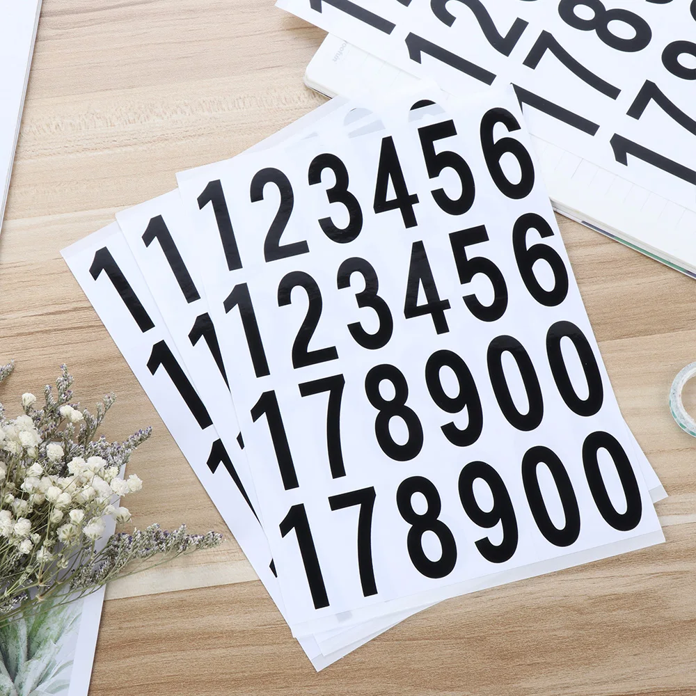 10Sheets Black Label Numbers Stickers Self adhesive Waterproof Numbers Tags Mailbox Sign School Office Home Decoration DROPSHIP