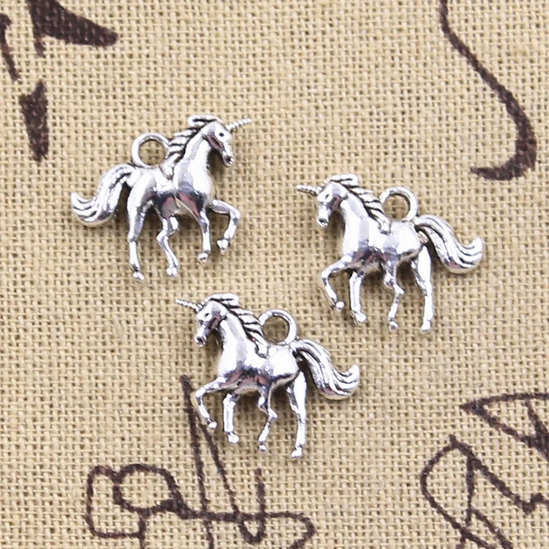 15pcs Charms Horse Unicorn 13x12mm Antique Bronze Silver Color Pendants Making DIY Handmade Tibetan Finding Jewelry