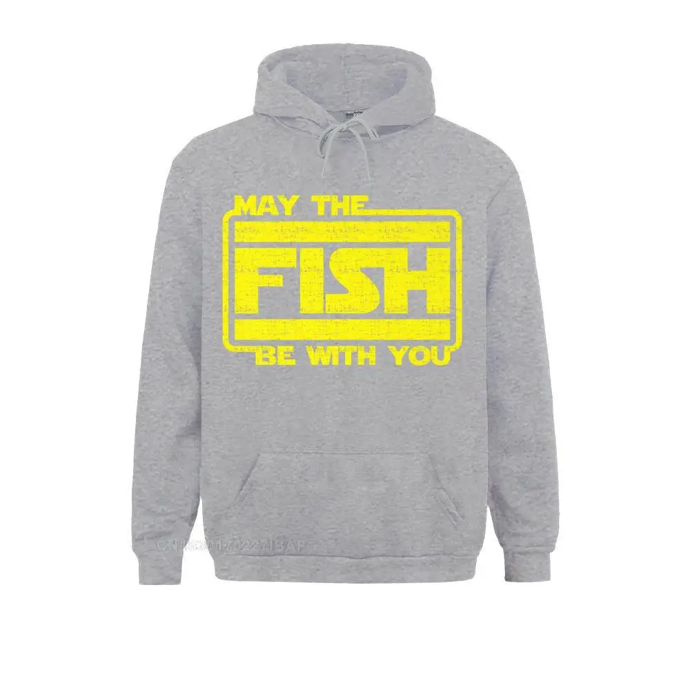 May The Fish Be With You Funny Fishing Hoodie Sweatshirts For Men Normal NEW YEAR DAY Hoodies Cute Fashionable Clothes