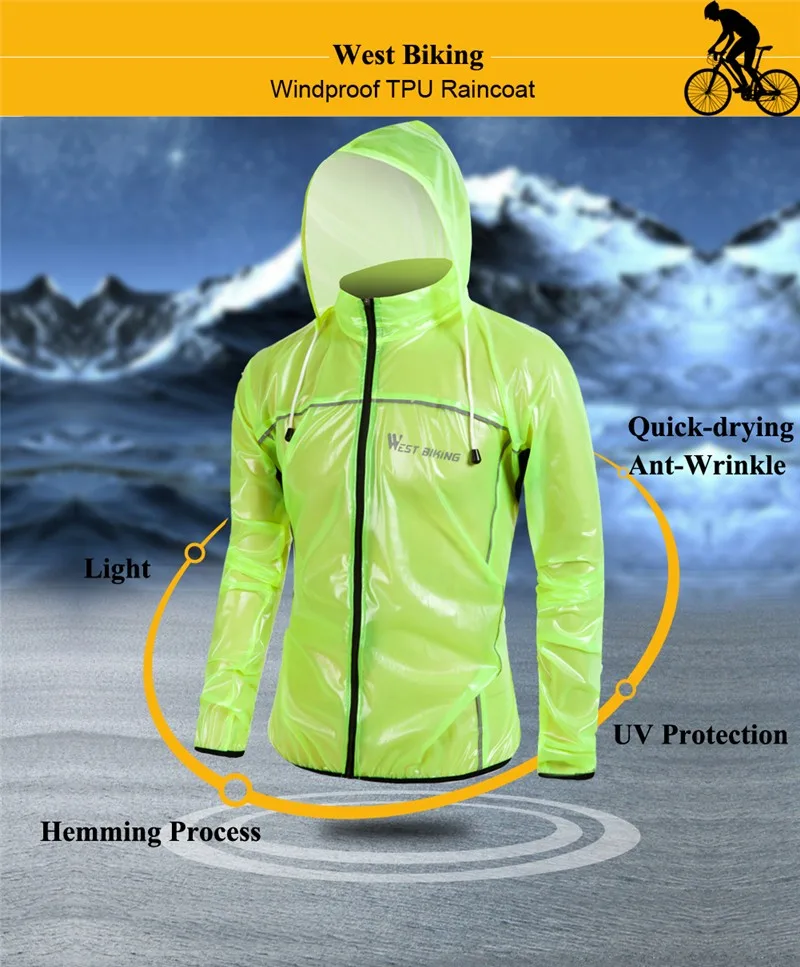 WEST BIKING Cycling Raincoat Windproof Waterproof Jacket  Climbing Windbreaker MTB Road Bike Bicycle Raincoat Cycling Jerseys