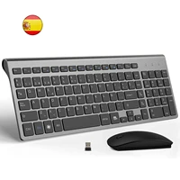 Combo de teclado y ratón inalámbrico con diseño español, juego de teclado con llave de tijera silenciosa ultradelgada de 2,4G para PC, portátil, tv box