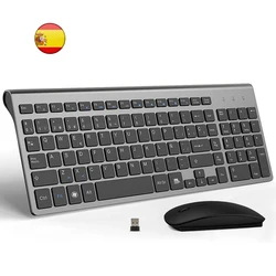 Spanish Layout Wireless Keyboard Mouse Combo Ultra Slim 2.4G Silent Scissor Key Keyboard Set for PC Laptop tv box